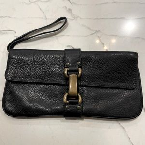 KOOBA Black Leather Clutch w Colorful Interior, Used Once